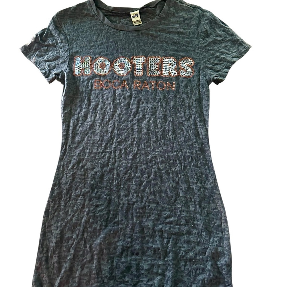 Vtg Hooters Boca Raton Short Sleeve Burnout T-Shirt Y2K - Juniors Size Medium - Picture 2 of 3